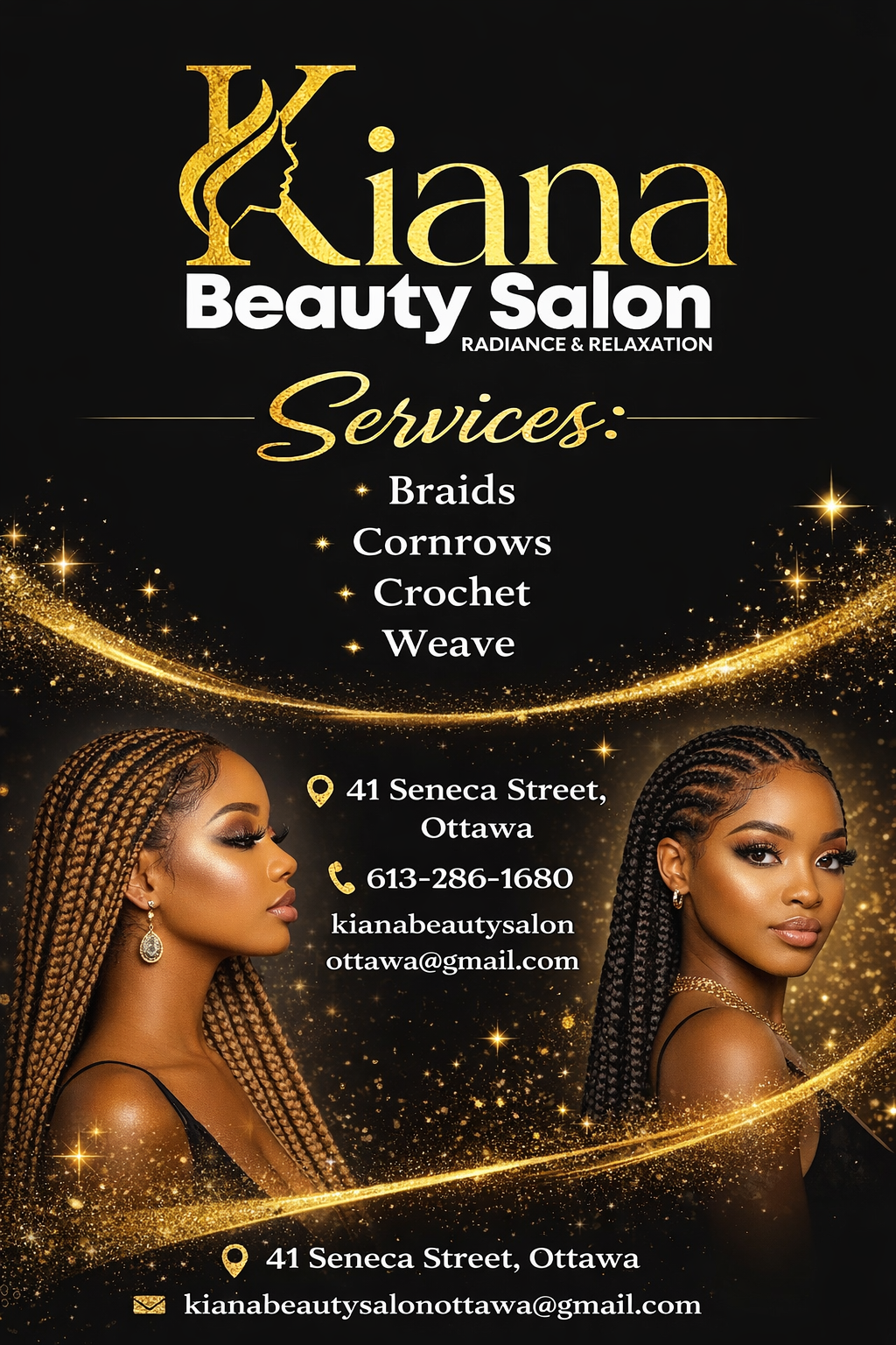 Kiana Beauty Salon services flyer